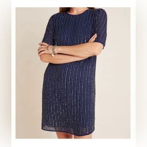 Navy blue beaded dress, Velvet by Graham & Spencer from Anthropology